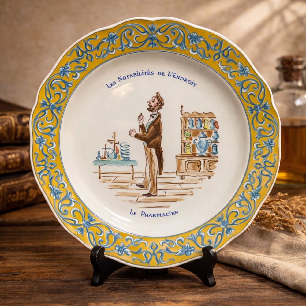 Vintage Gien France Le Pharmacien 8.75” Les Notabilites Plate
